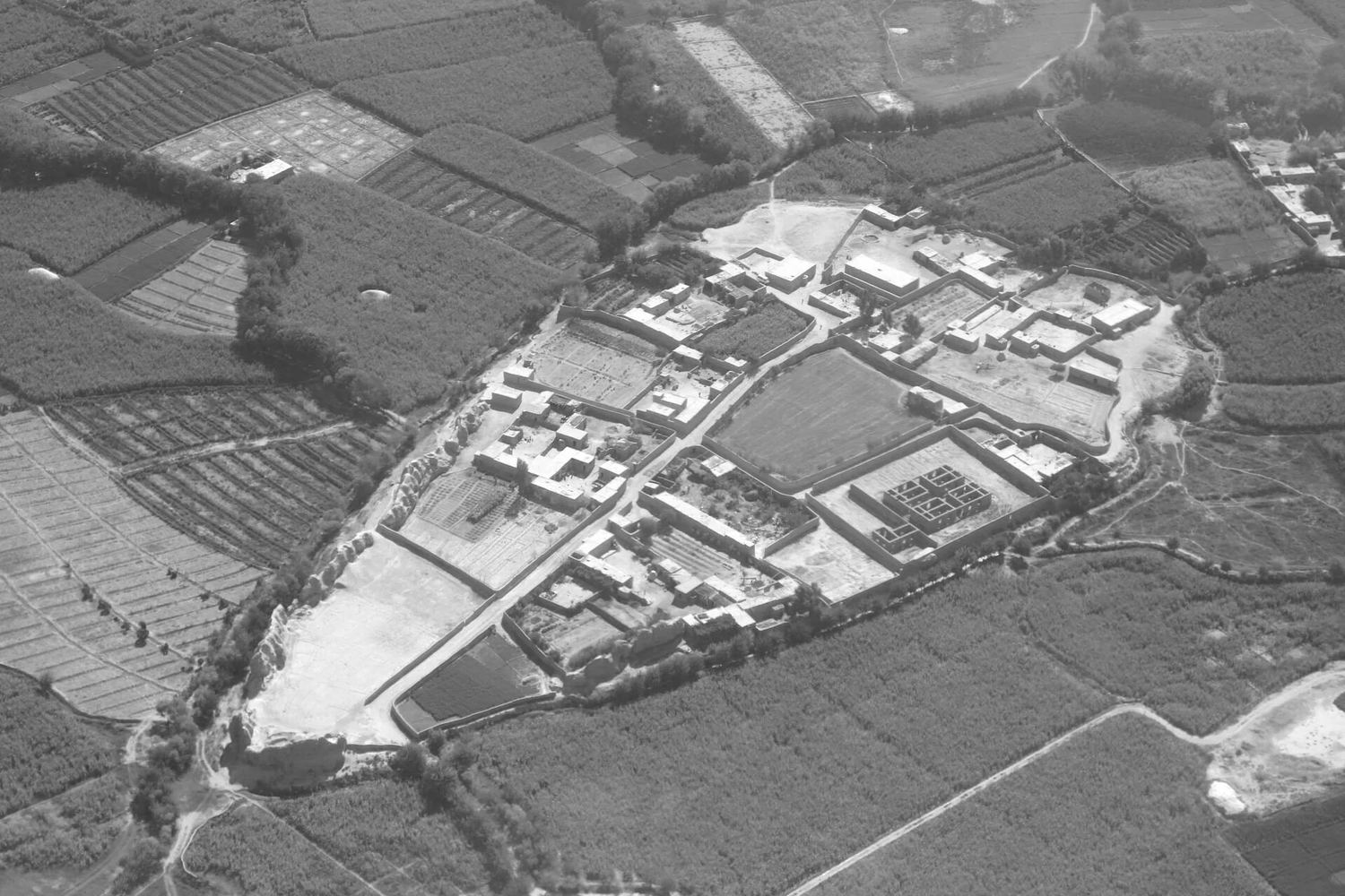 Aerial view of a military base