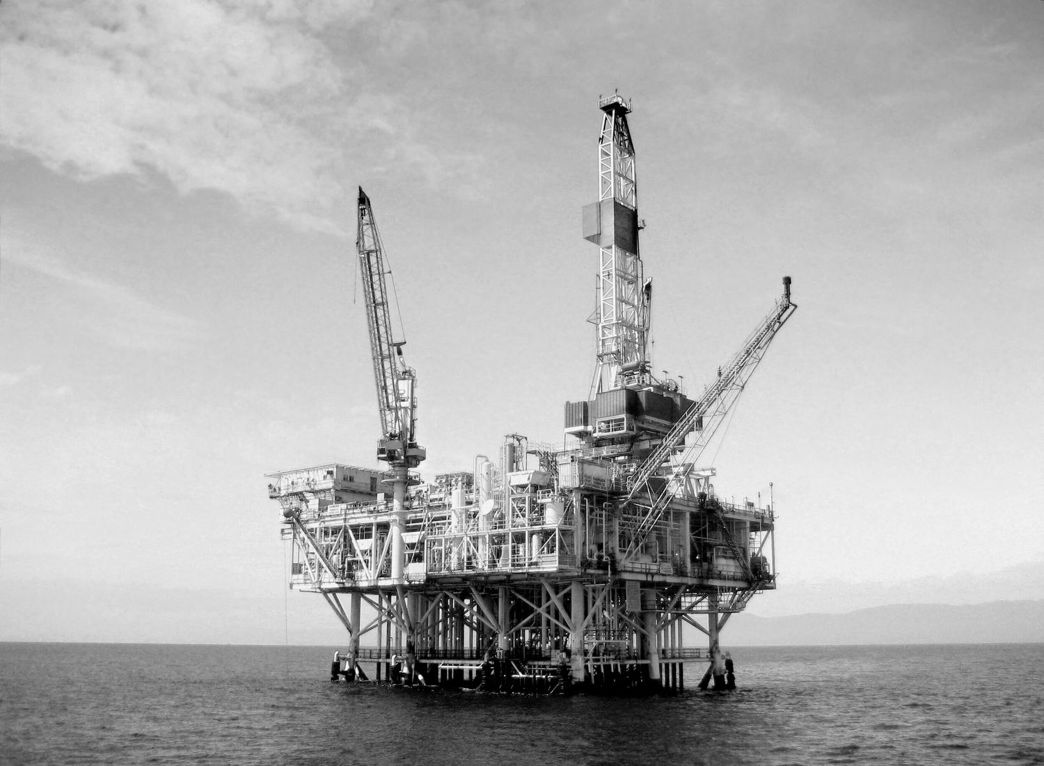 An offshore oil drilling platform