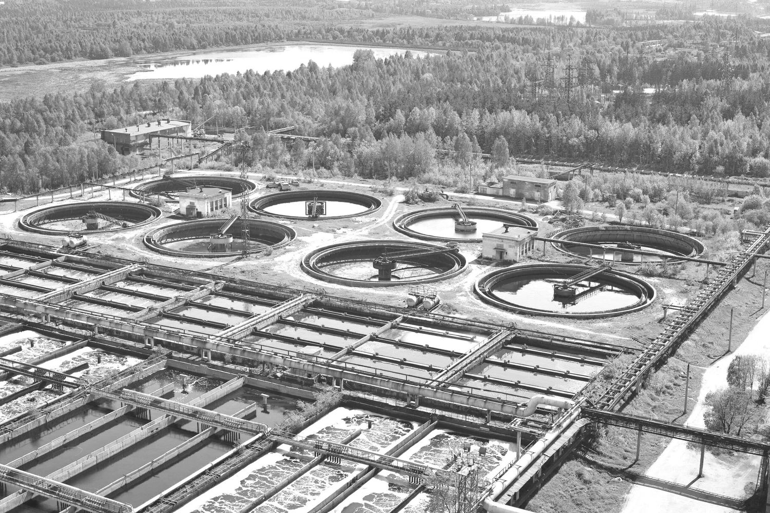 Aerial view of a water treatment facility